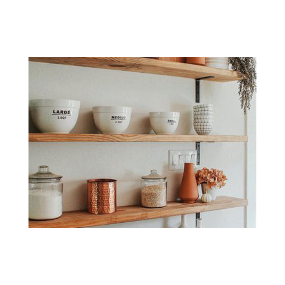 wooden shelving